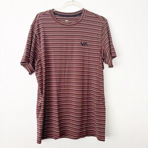 RVCA Mens Large Brown Striped Short Sleeve Tee